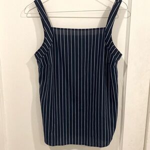 FIG - navy and white stripes top